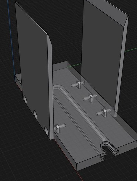 Modelo en computador de un cangilón, antes de imprimirlo.